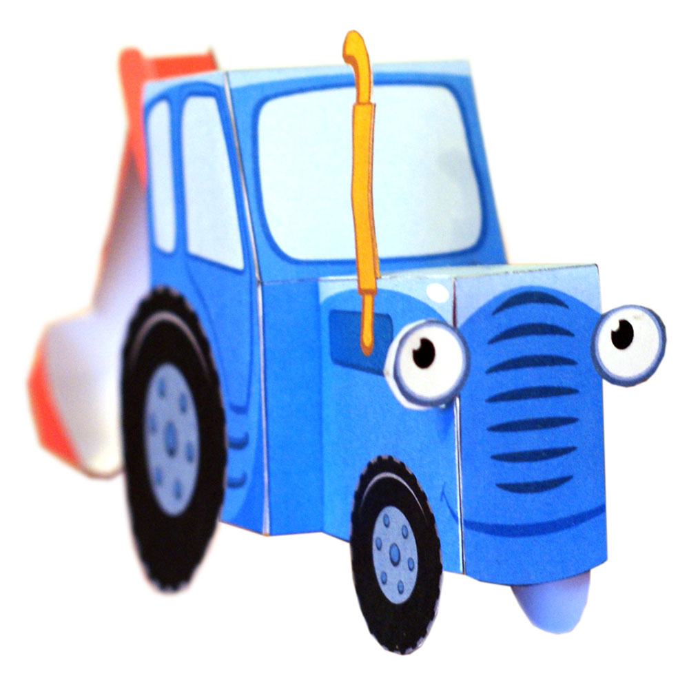 Blue tractor free printable paper model