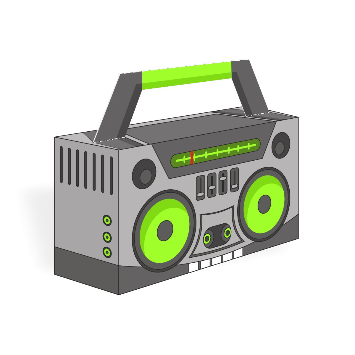 Boombox free printable paper model