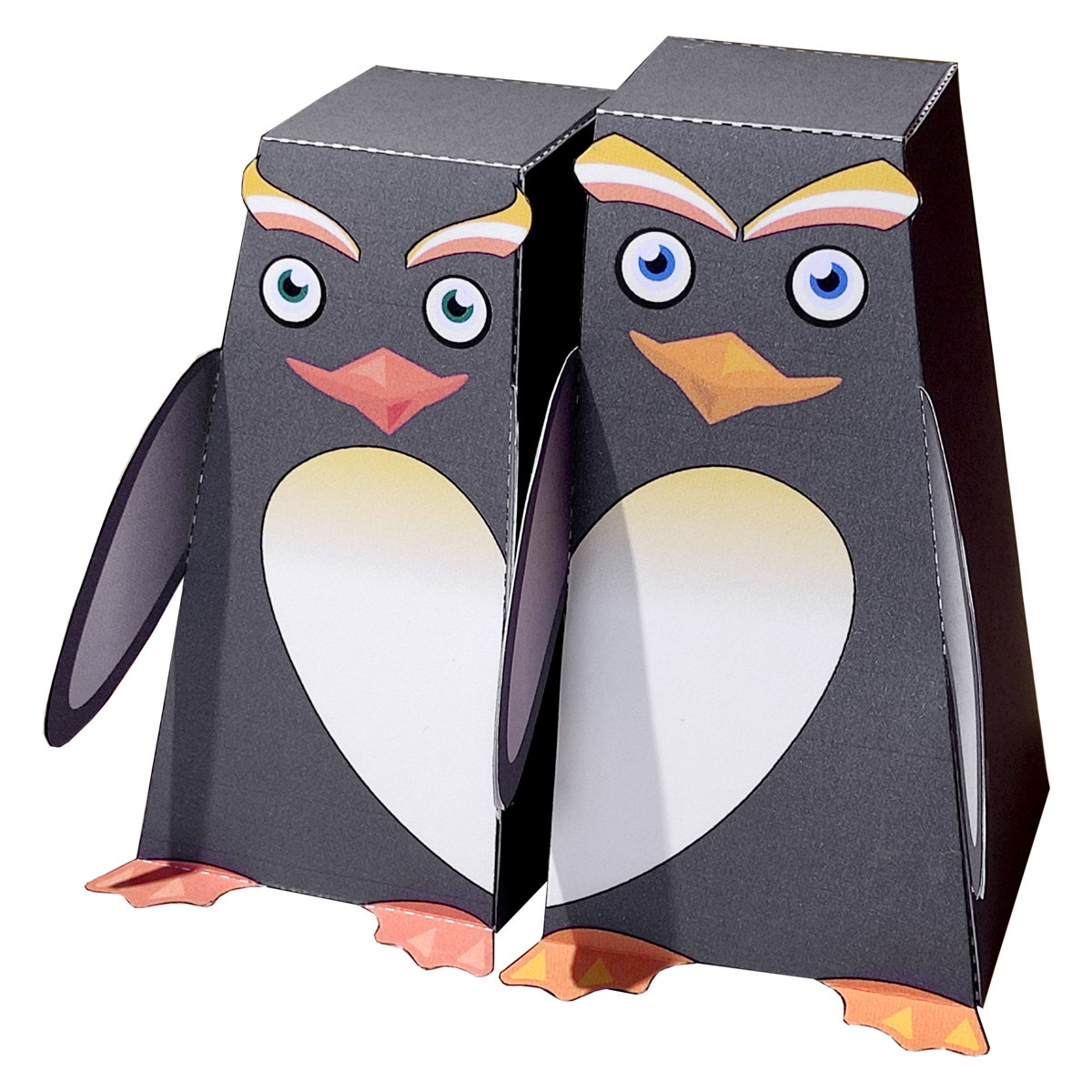 Penguins in love free printable paper model