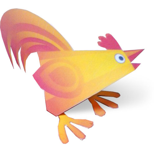 Rooster free printable paper model